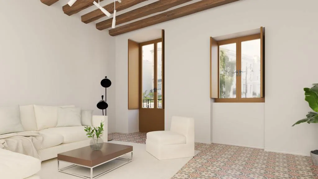 Rehabilitación en Carrer Nou, Vilanova i la Geltrú — interior reformado con cocina abierta